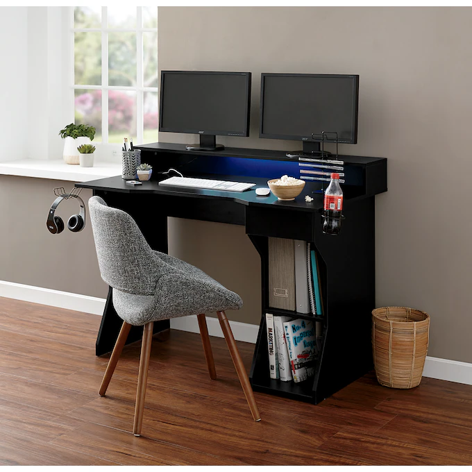 2-Tier Monitor Stand Desk with LED Lights