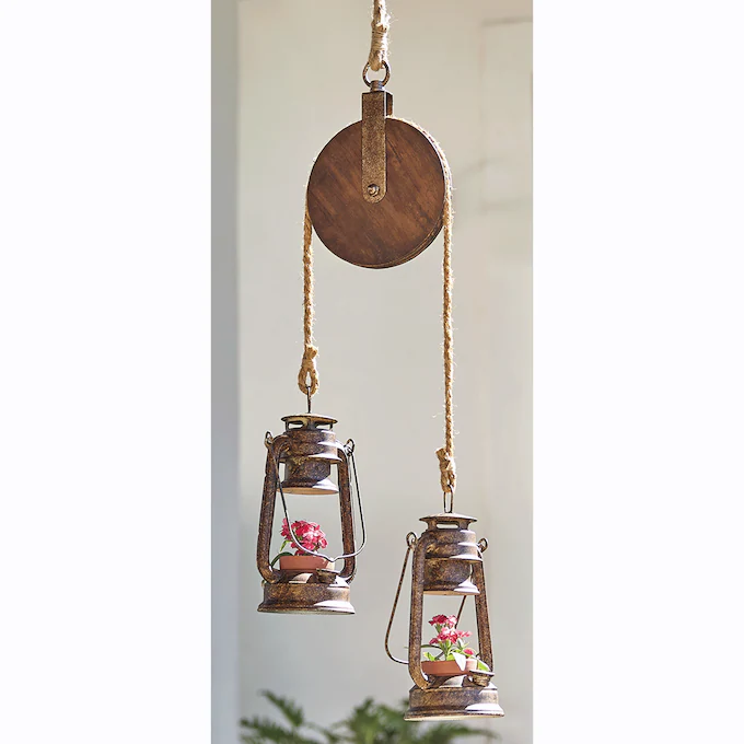 Hanging Lantern Pulley Planter