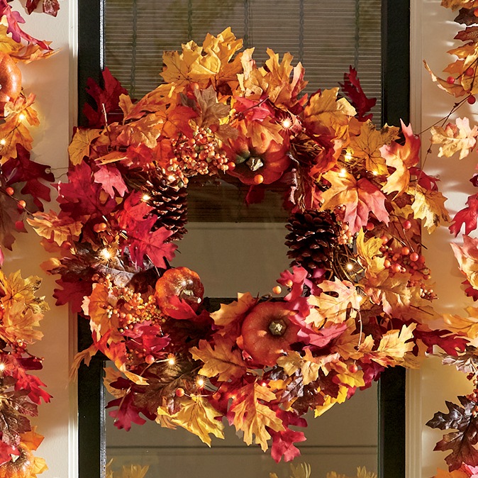 Lit Fall Wreath