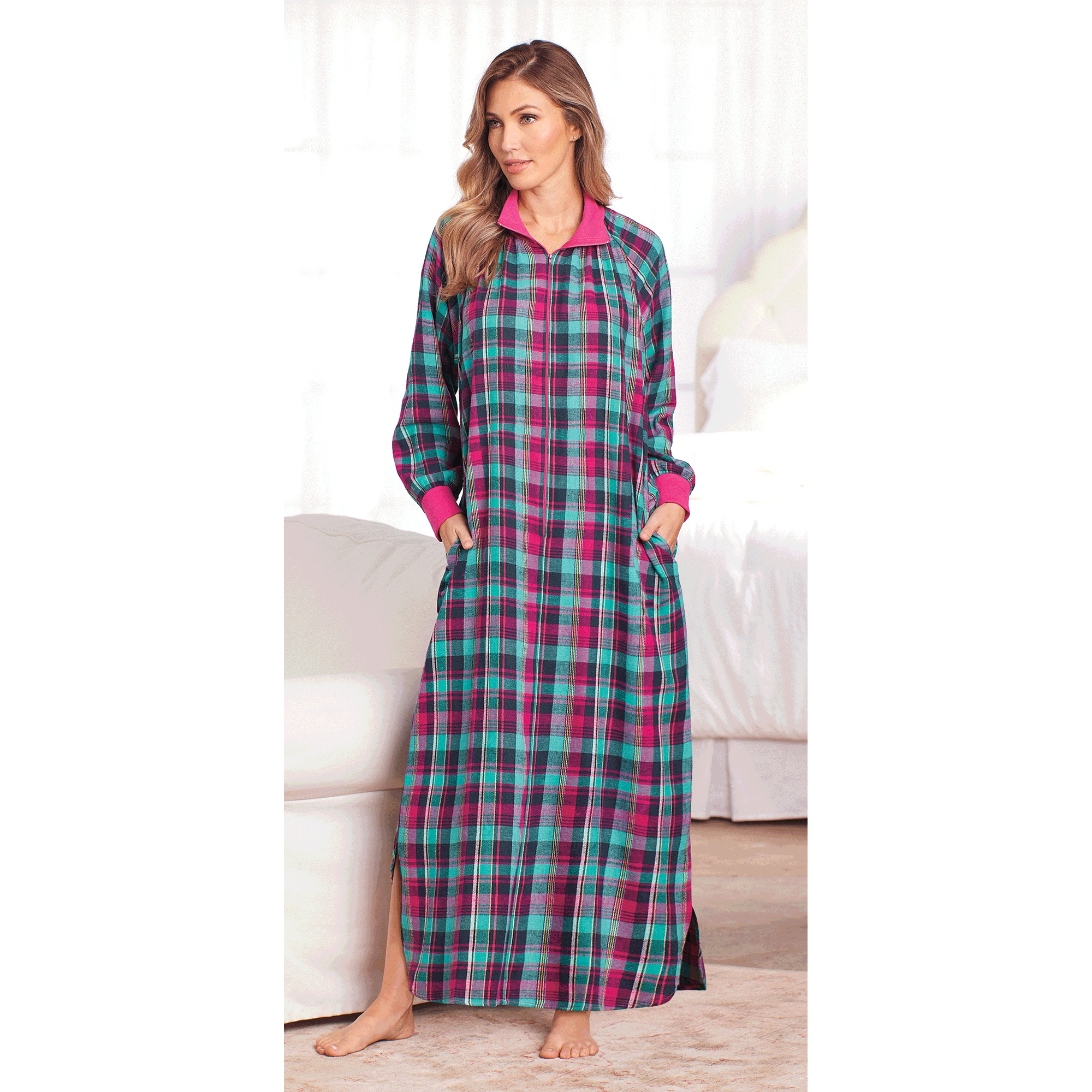 Flannel Zip-Front Lounger 5 Flannel Zip-Front Lounger