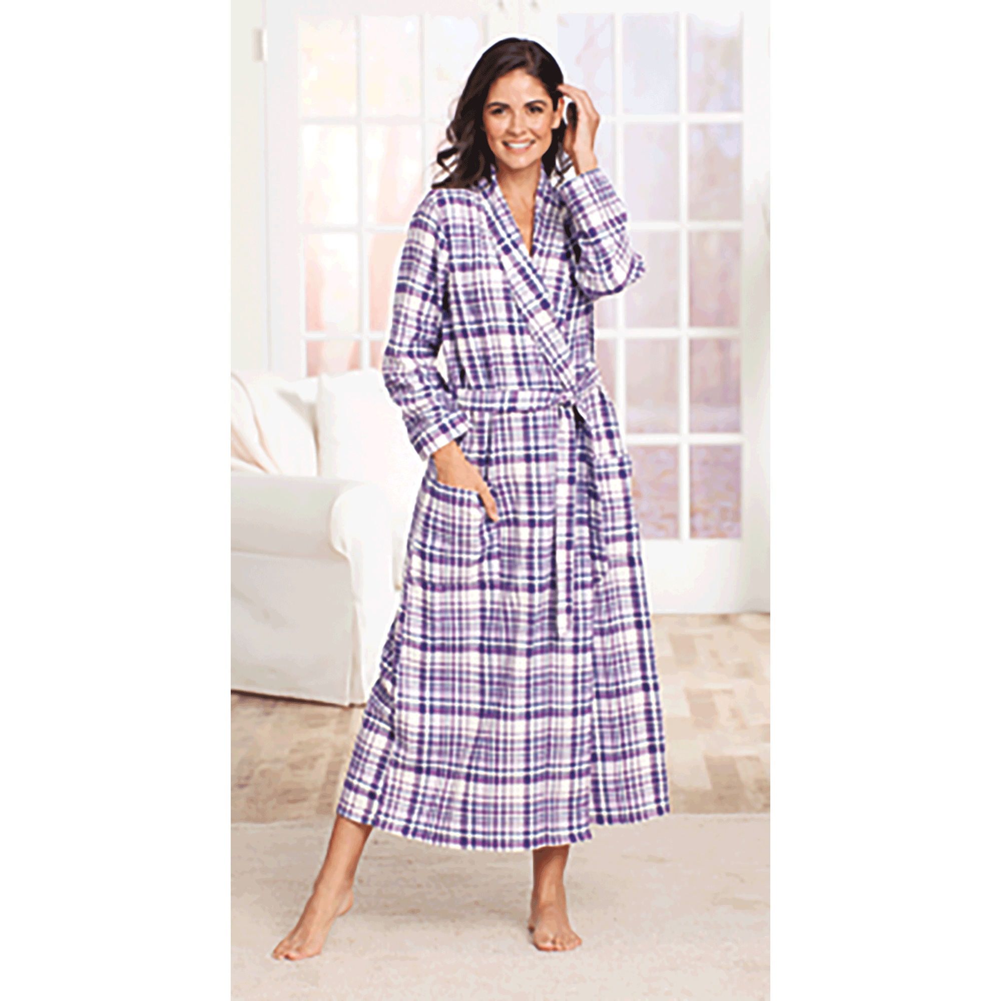 Women's Flannel Wrap Robe 3 Women's Flannel Wrap Robe