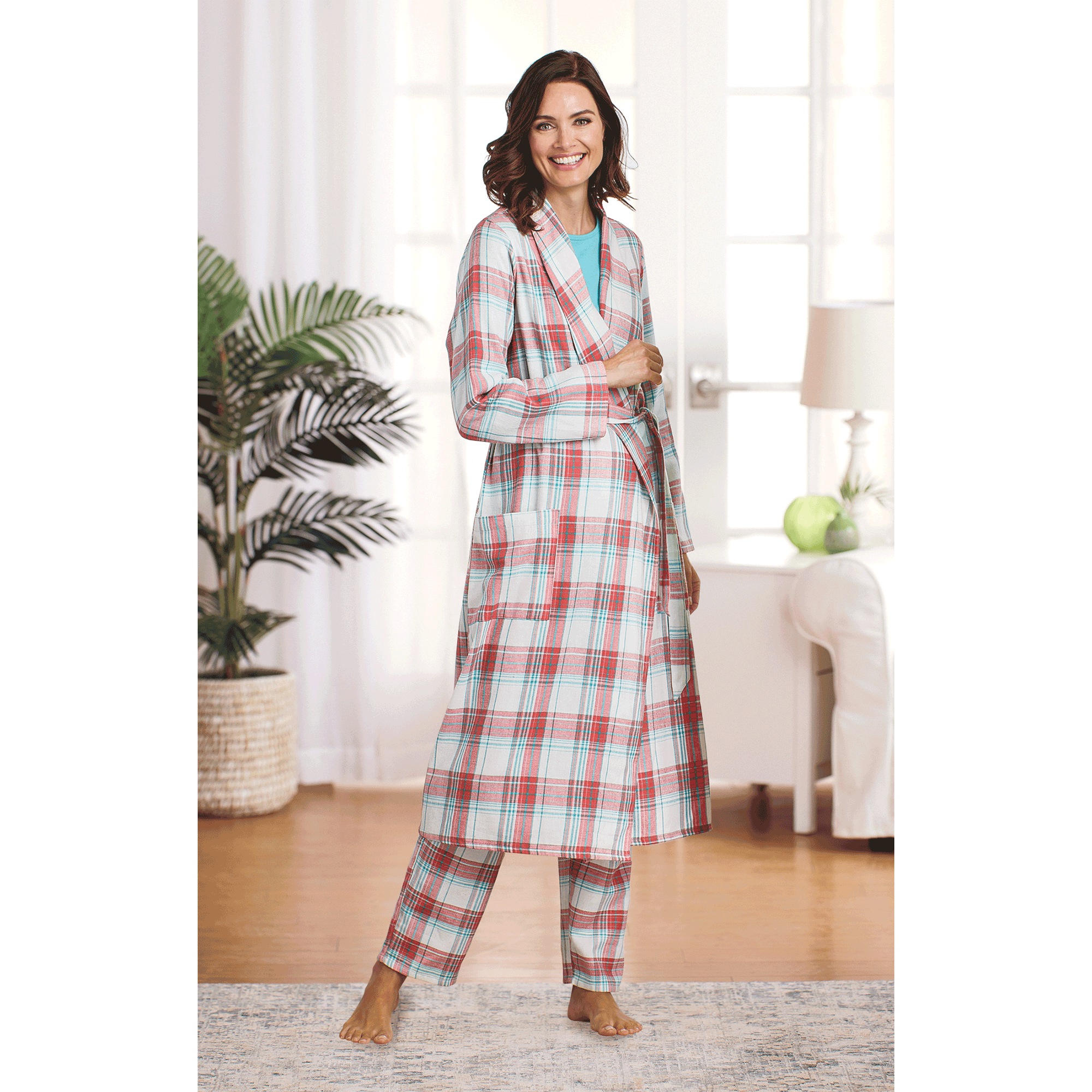Women's Flannel Wrap Robe 7 Women's Flannel Wrap Robe
