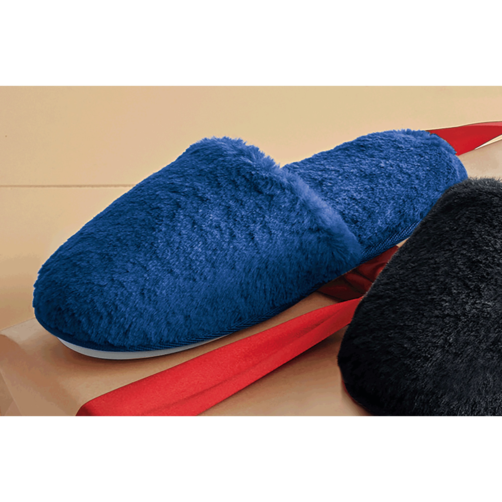 Furry Scuff Slipper for Women with Rubber Outsole and Memory Foam