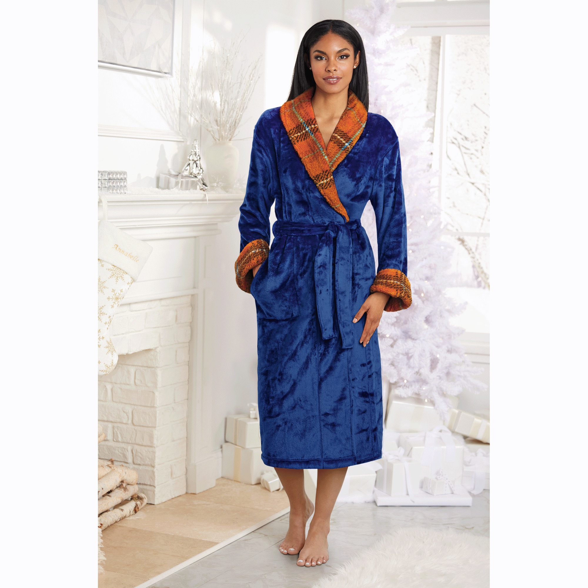 Faux-Sherpa Trim Unisex Robe