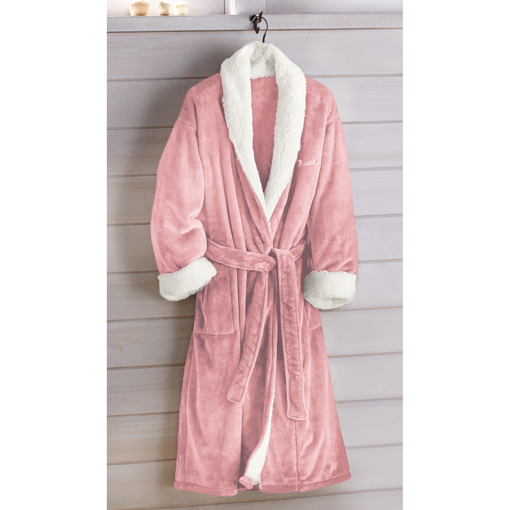 Faux-Sherpa Trim Unisex Robe