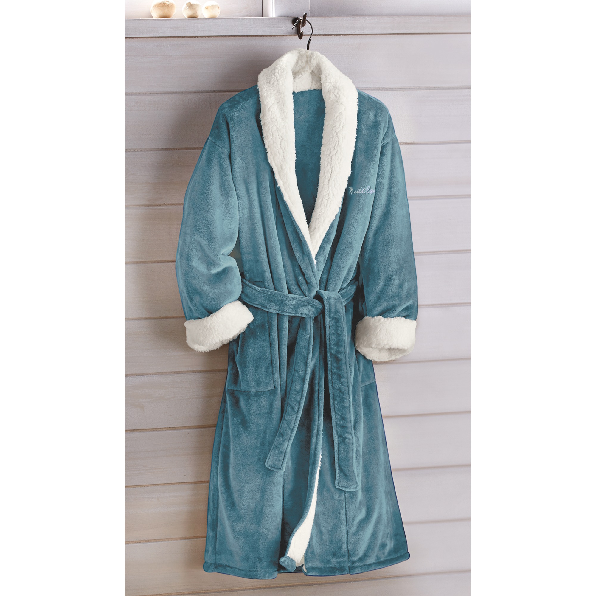 Faux-Sherpa Trim Unisex Robe