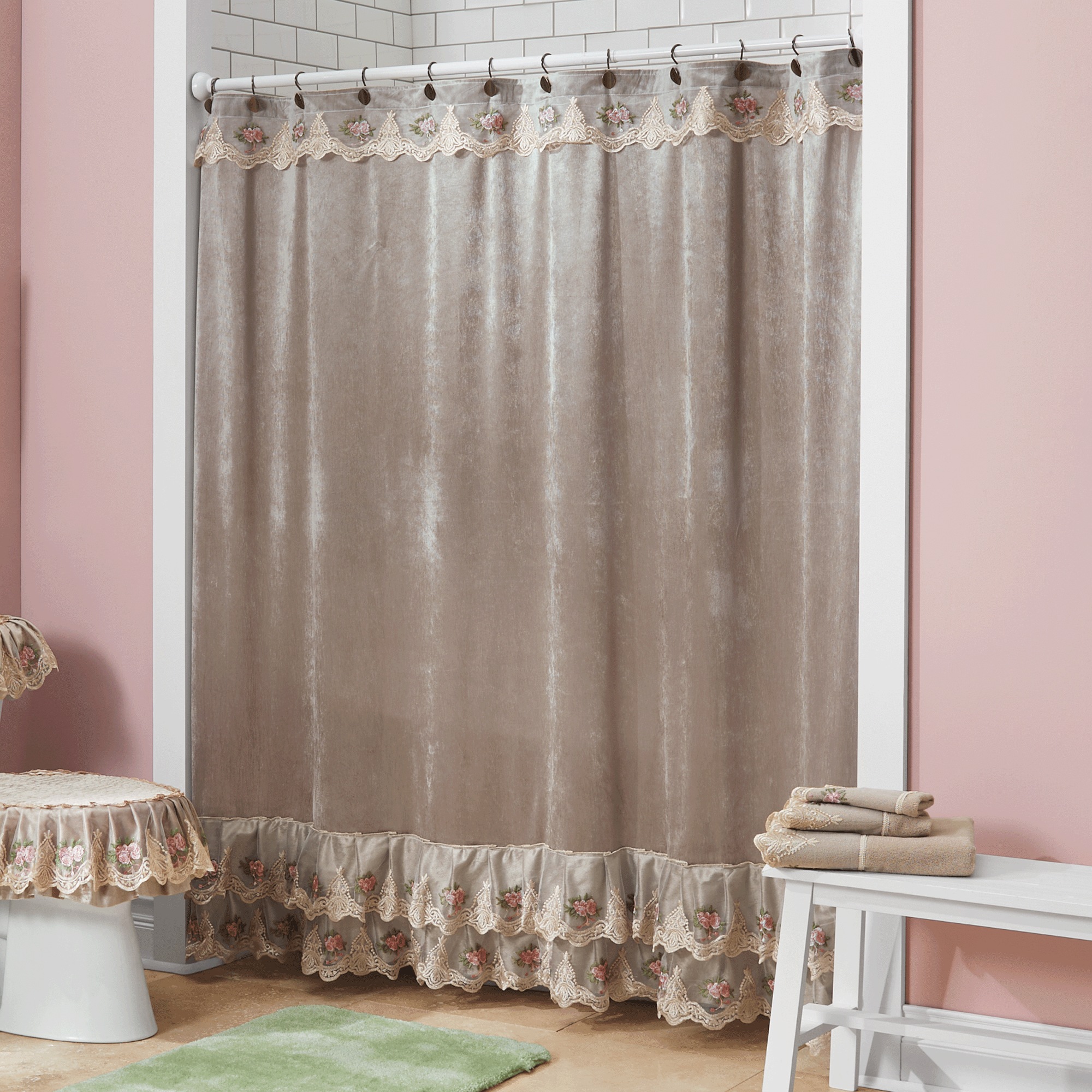 Velvet Ruffle Shower Curtain