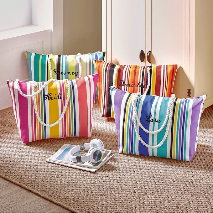 Personalized Striped Tote