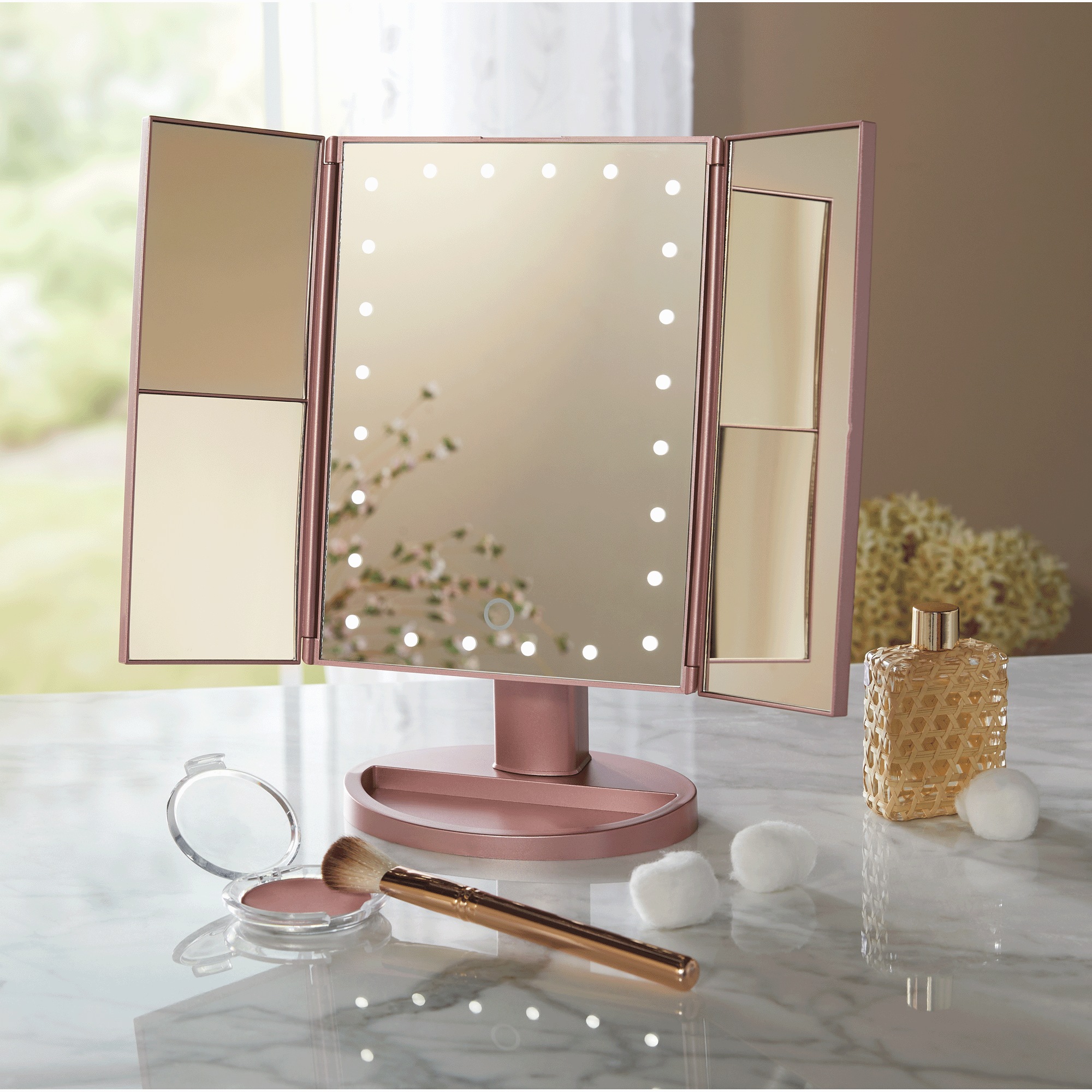 Trifold Lighted Vanity Mirror