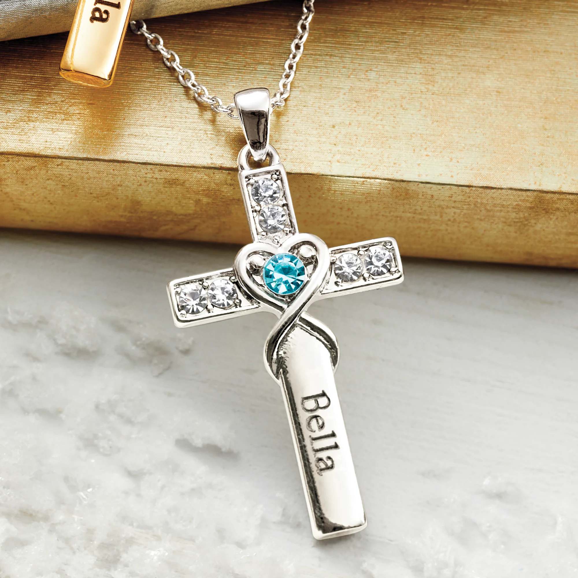 Personalized Birthstone Cross Necklace