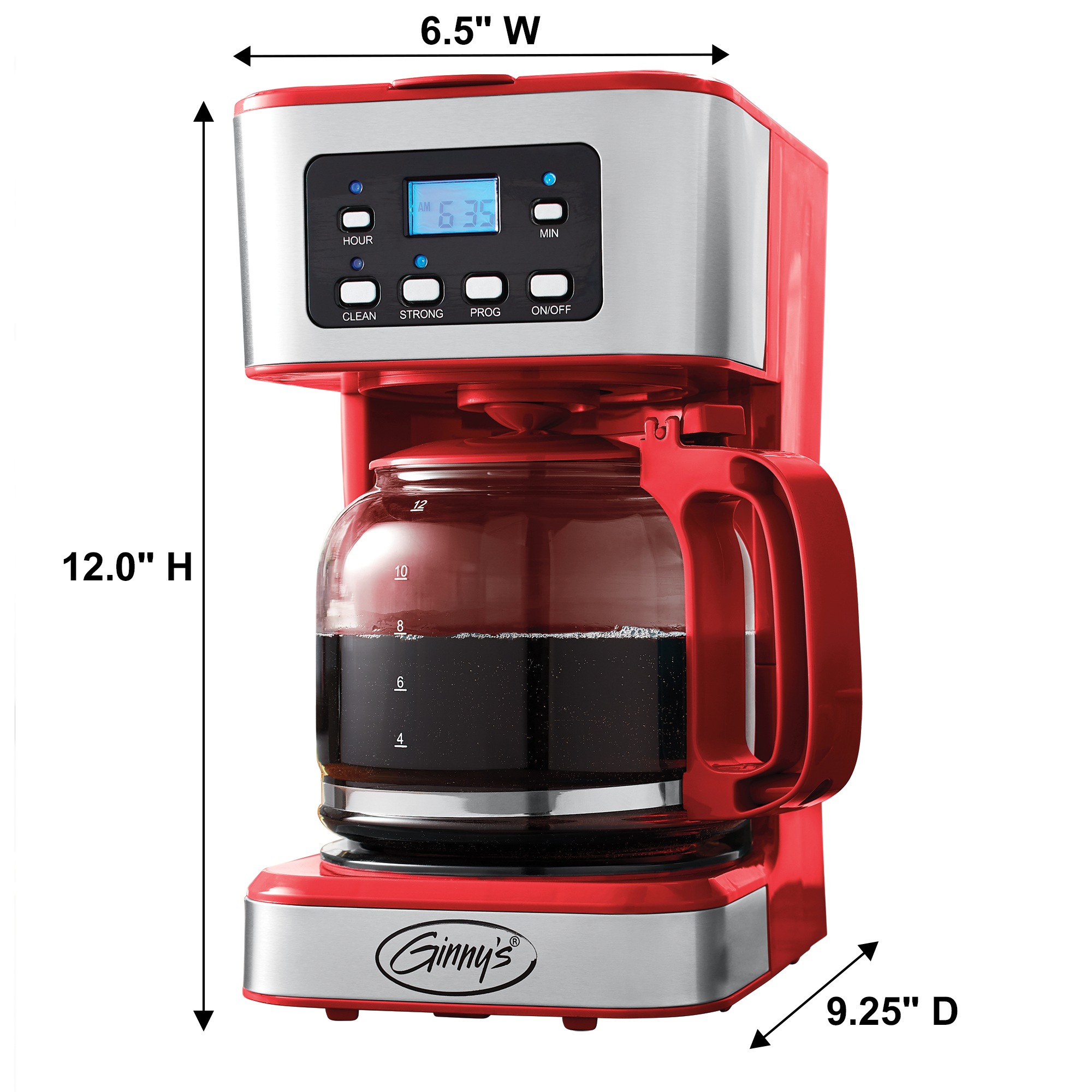 Ginny's 12-Cup Programmable Coffee Maker with Adjustable Brew Strength