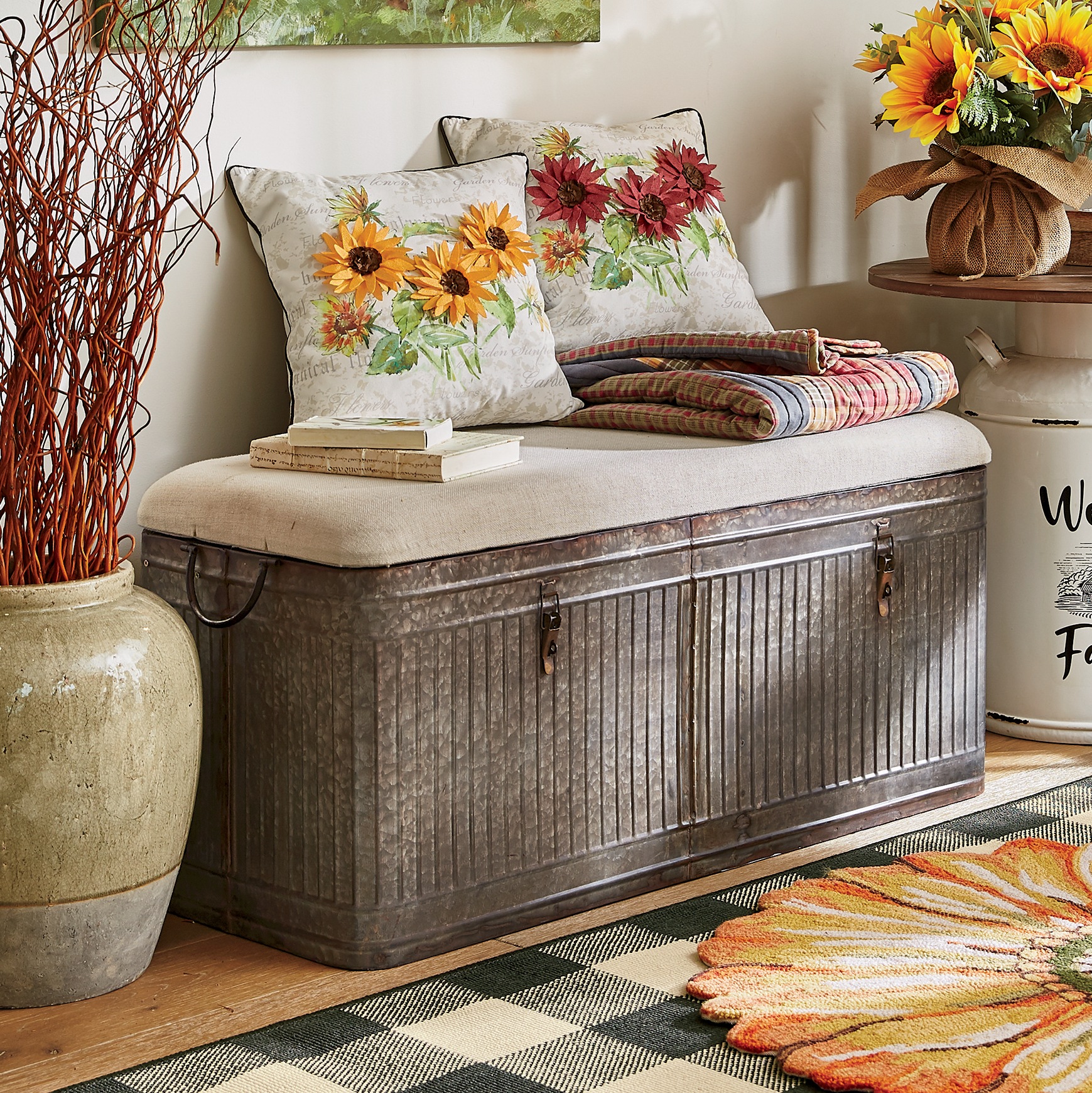 Galvanized Metal Storage Trunk Bench 1 Galvanized Metal Storage Trunk Bench