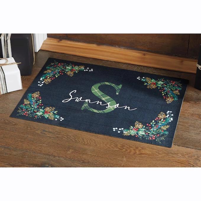 Personalized Winter Pine Mat - 18 x 27