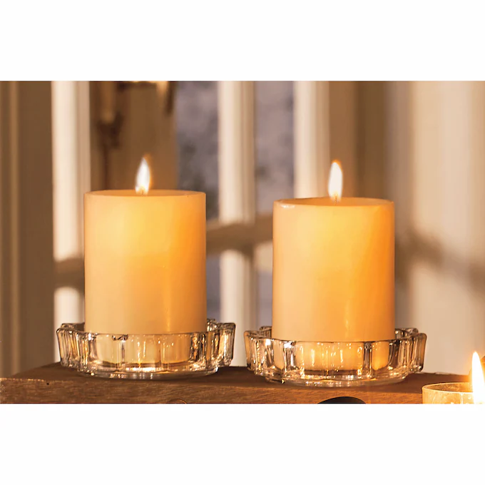 Set of 2 Glass Candle Plates