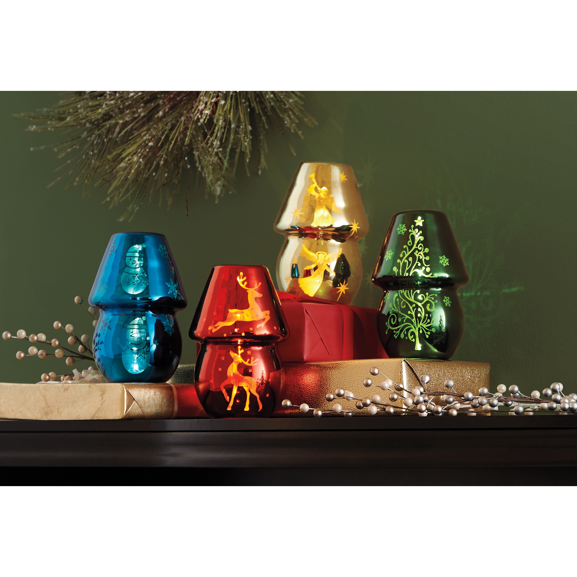 LED Glass Hurricane-Style Lamp