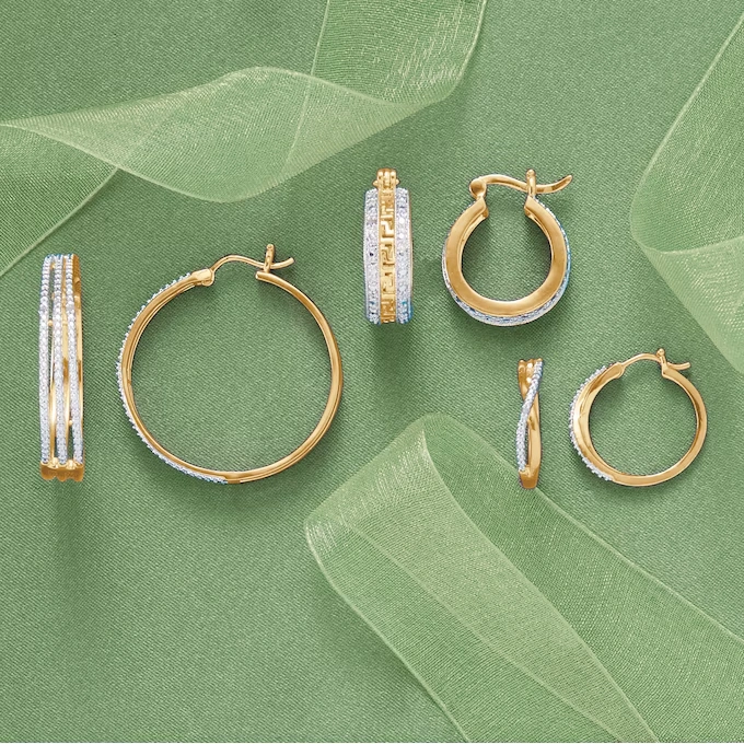 3-Pair Diamond Hoop Earring Set 1 3-Pair Diamond Hoop Earring Set