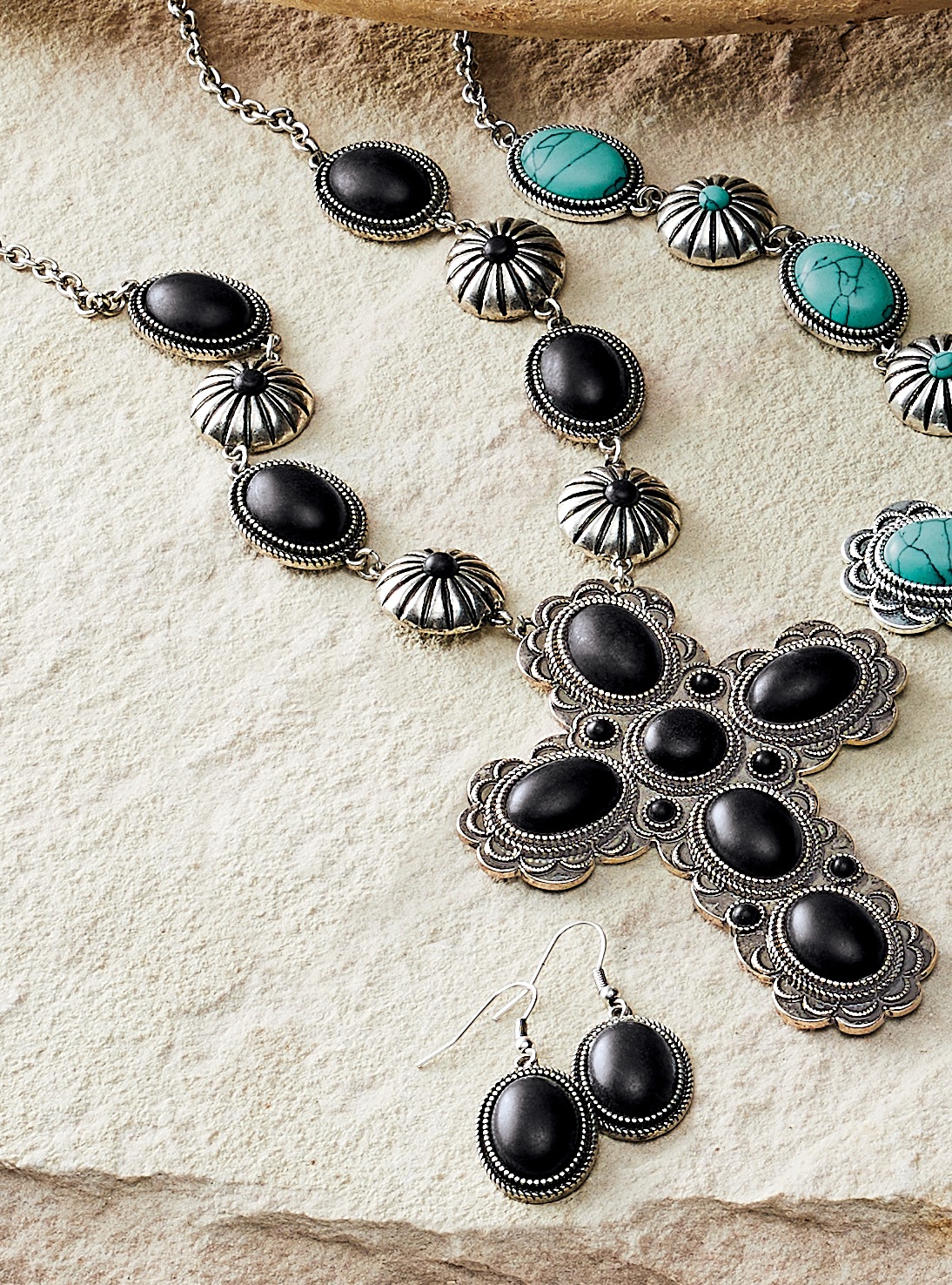 Faux-Stone Southwest Necklace and Earring Set 1 Faux-Stone Southwest Necklace and Earring Set