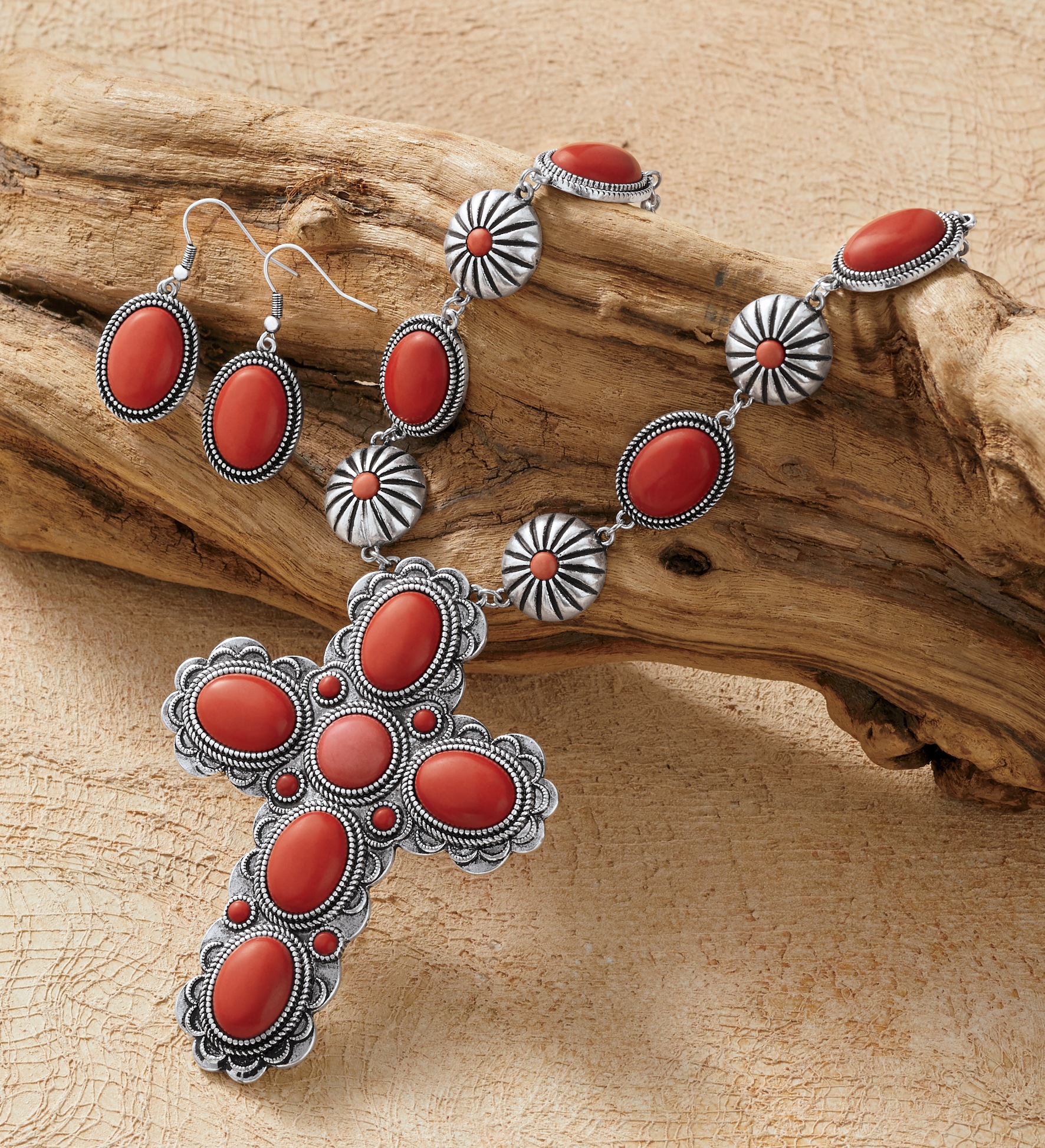 Faux-Stone Southwest Necklace and Earring Set 2 Faux-Stone Southwest Necklace and Earring Set