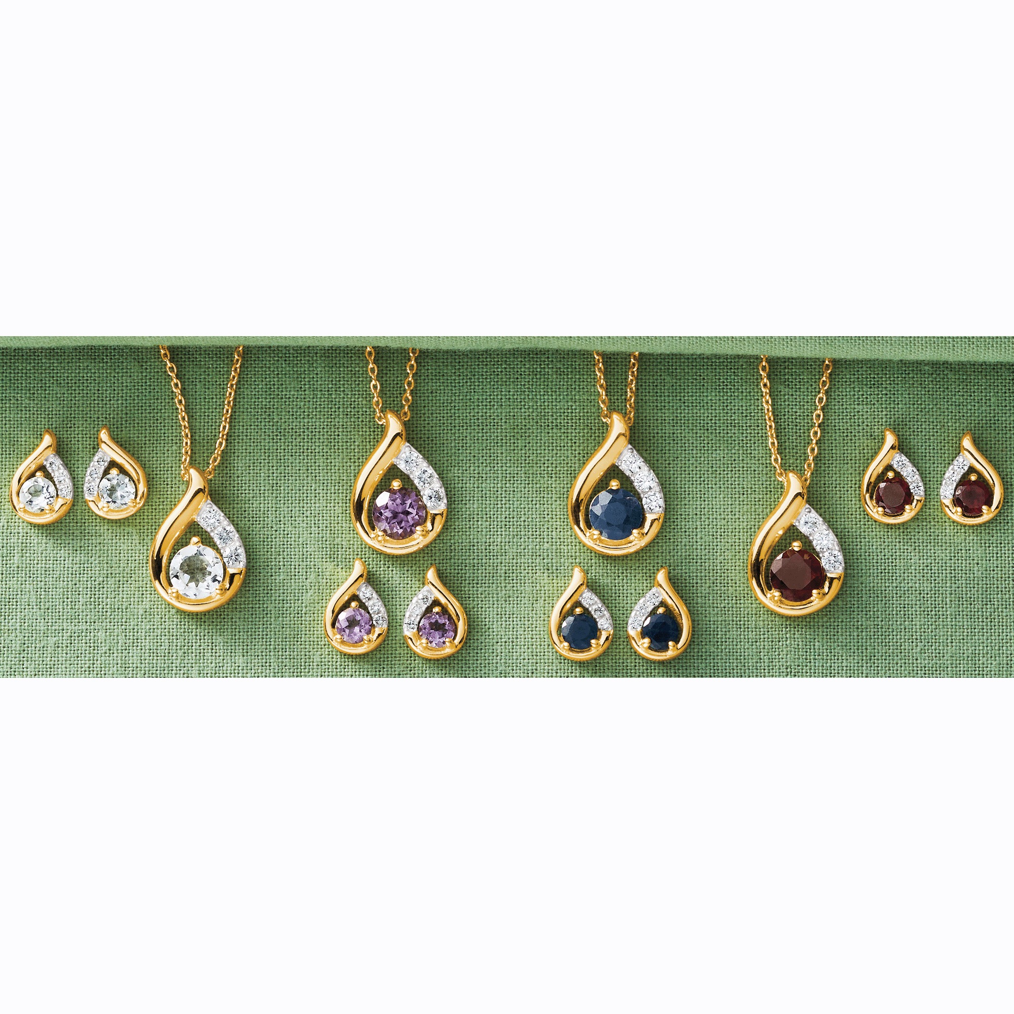 Gemstone Teardrop Pendant & Earring Set