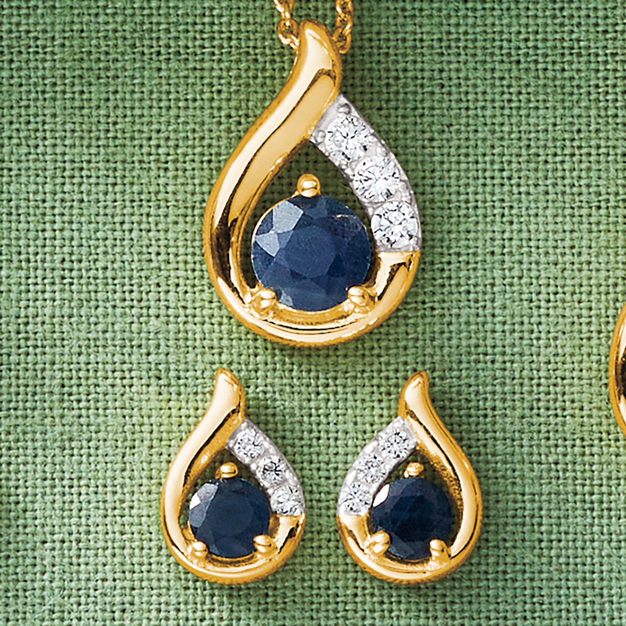 Gemstone Teardrop Pendant & Earring Set