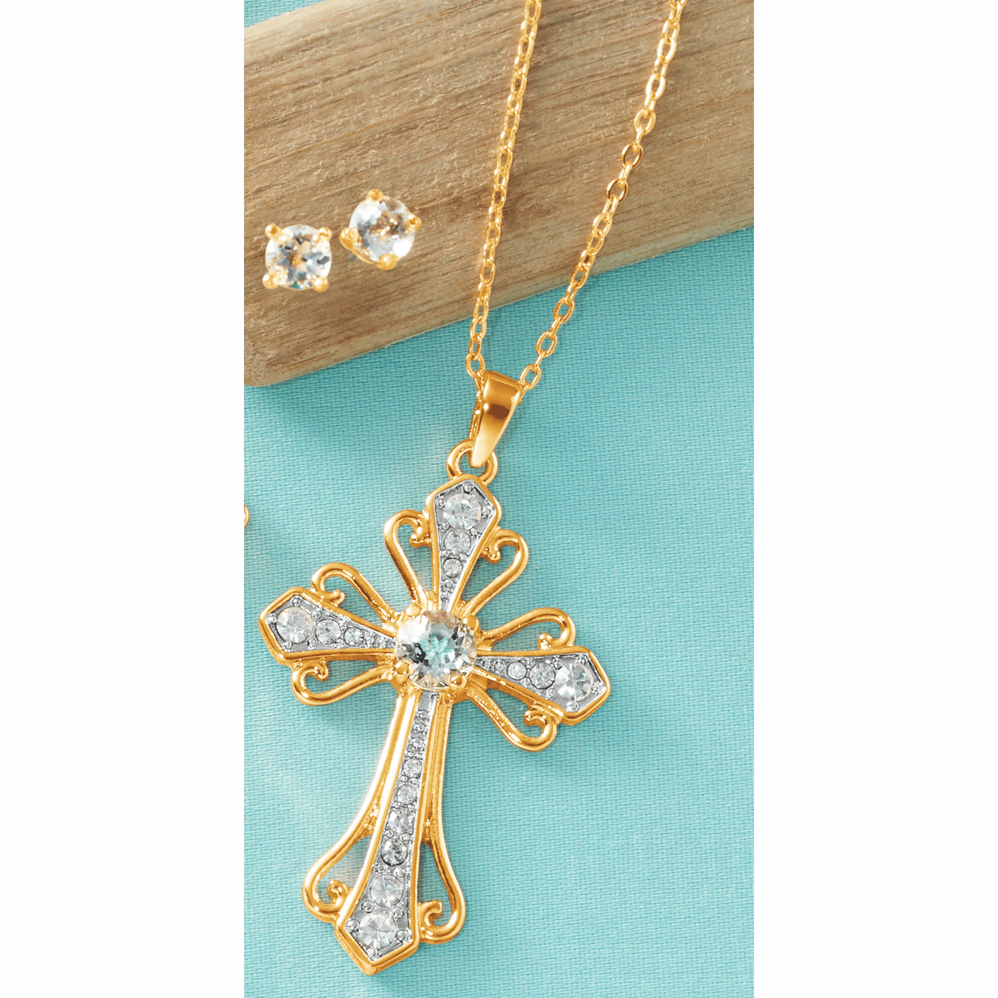 Gemstone Cross Pendant/Earrings Set 5 Gemstone Cross Pendant/Earrings Set