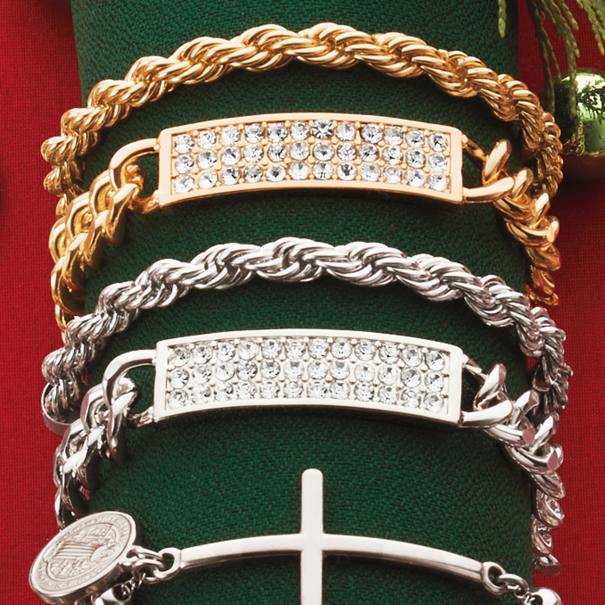 Men's Crystal Pavé 2-Piece Bracelet Set