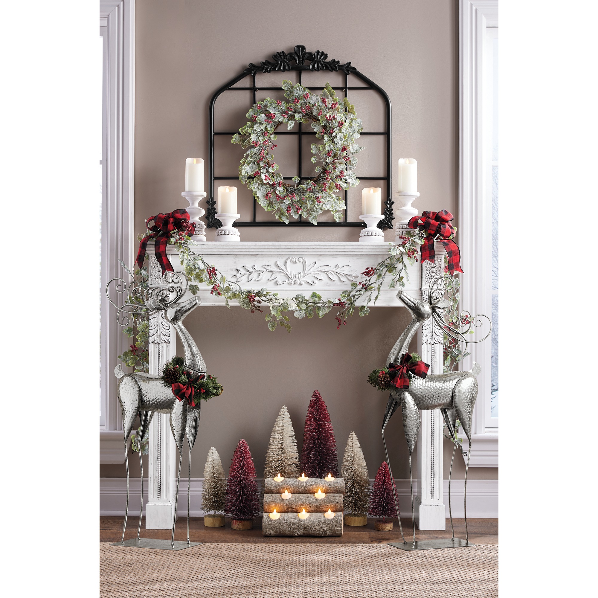 Frosted Mini Grape Leaf Garland and Wreath