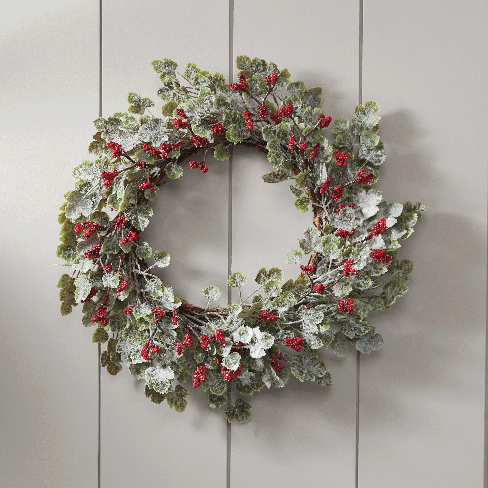 Frosted Mini Grape Leaf Garland and Wreath