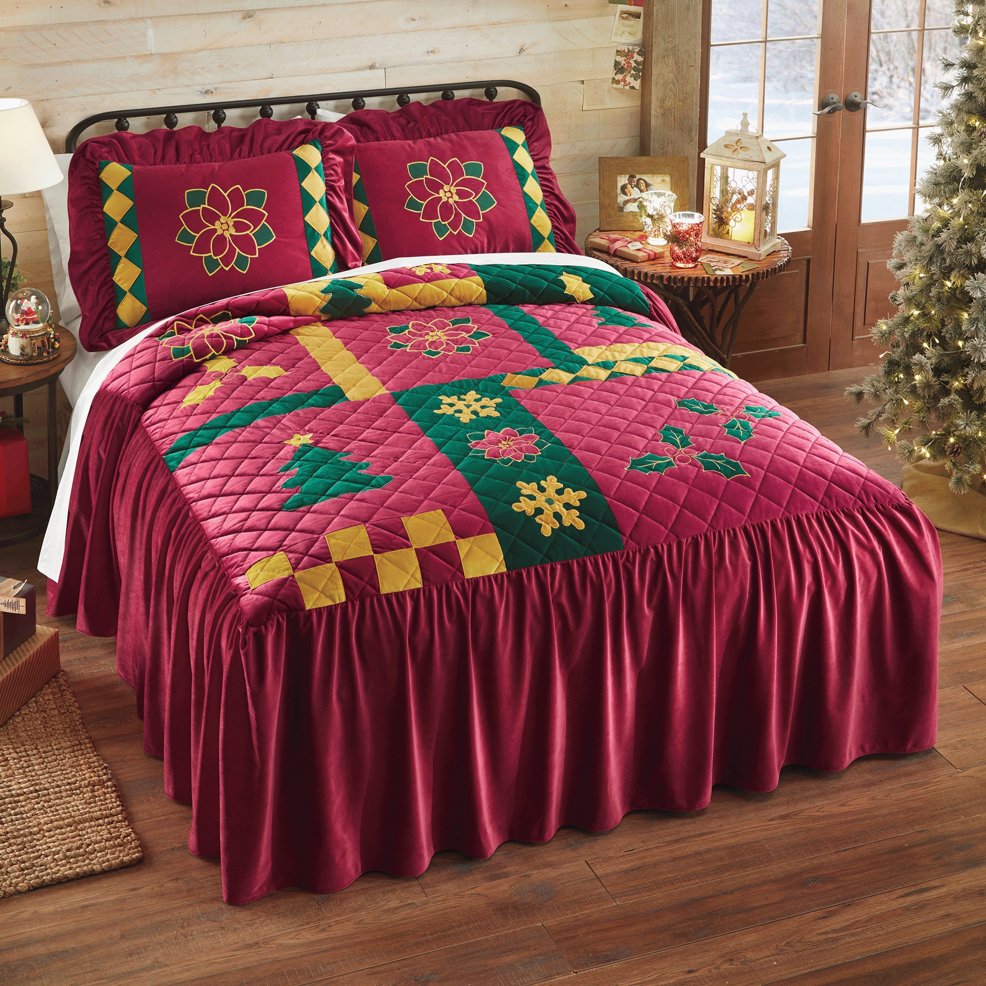 Velvet Patch Holiday Bedspread and Sham 1 Velvet Patch Holiday Bedspread and Sham