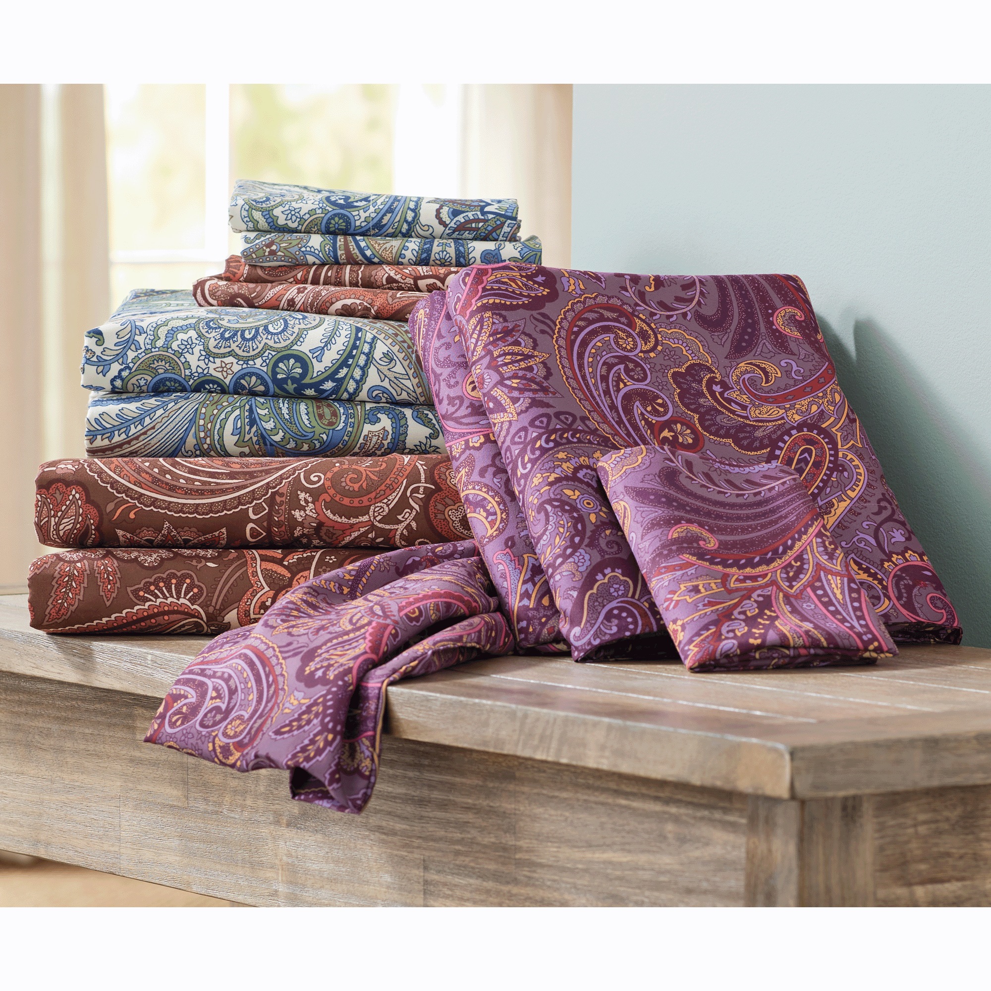 Color Connection Autumn Paisley Microfiber Sheet Set 1 Color Connection Autumn Paisley Microfiber Sheet Set