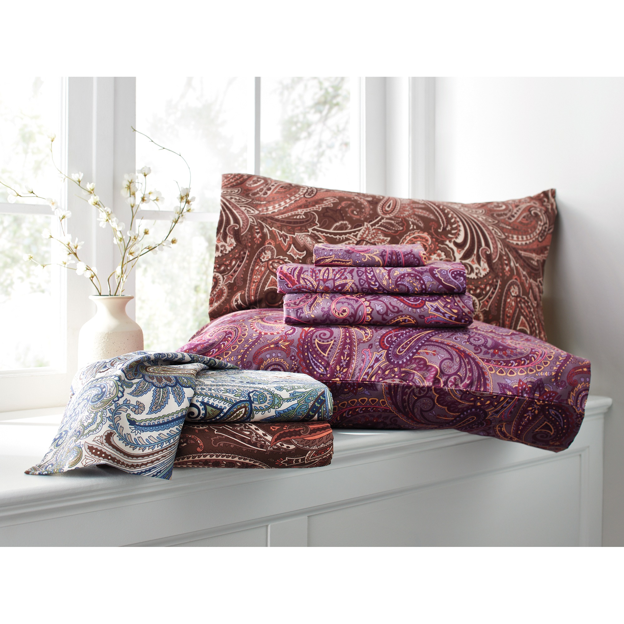 Color Connection Autumn Paisley Microfiber Sheet Set 2 Color Connection Autumn Paisley Microfiber Sheet Set