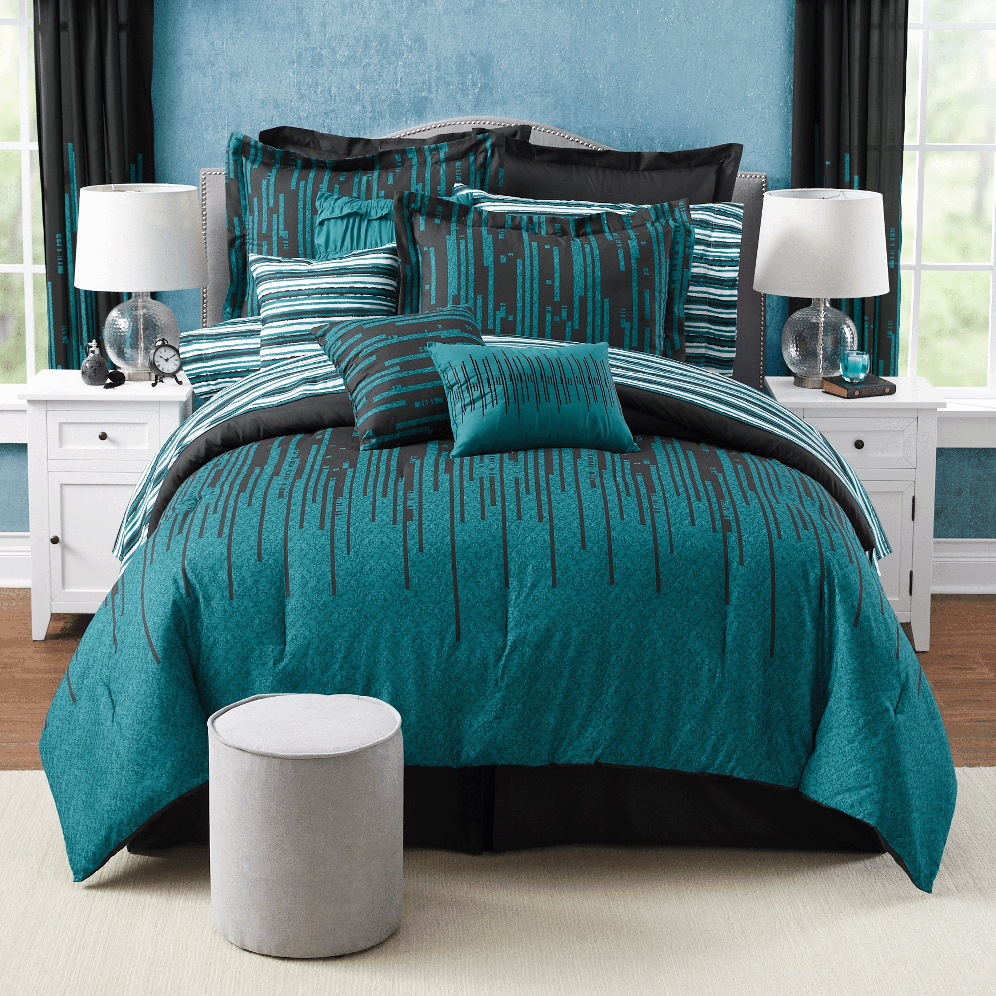 Gilda 30-Piece Complete Comforter and Curtain Set with 2 Coordinating Sheet Sets