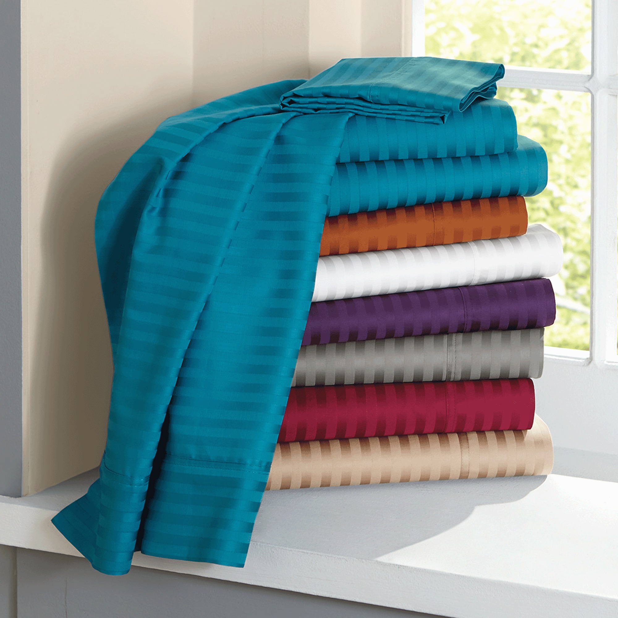 400-Thread Count Egyptian Cotton Woven Stripe Sheet Set
