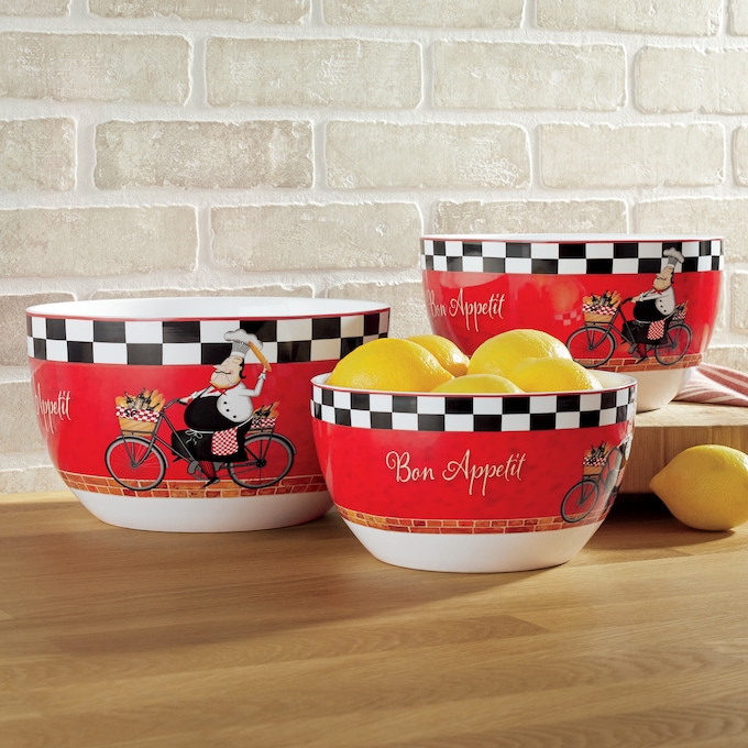 Set of 3 Bicycle Chef Mixing Bowls