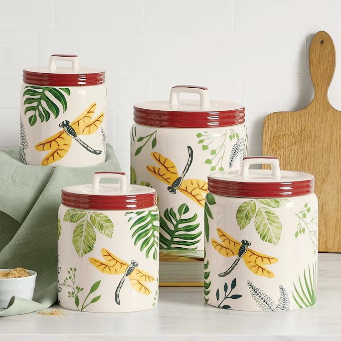 4-Piece Dragonfly Canister Set