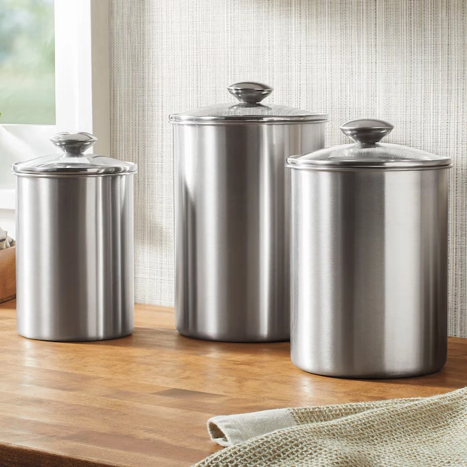 Set of 3 Stainless Steel Canister Set 1 Set of 3 Stainless Steel Canister Set
