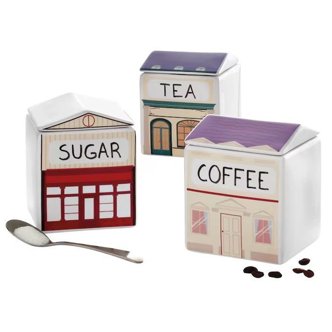Set of 3 Village Spice Canisters 1 Set of 3 Village Spice Canisters