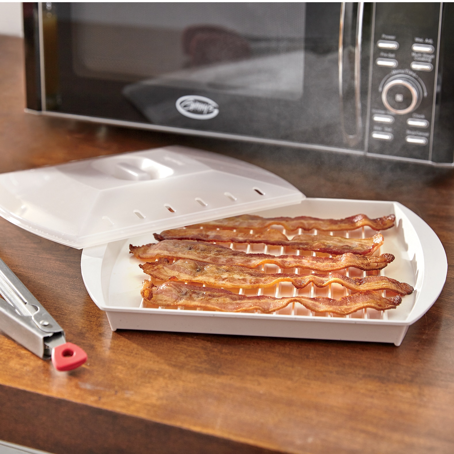 Progressive Microwave Bacon Grill with Cover and Fat-Draining Design 1 Progressive Microwave Bacon Grill with Cover and Fat-Draining Design