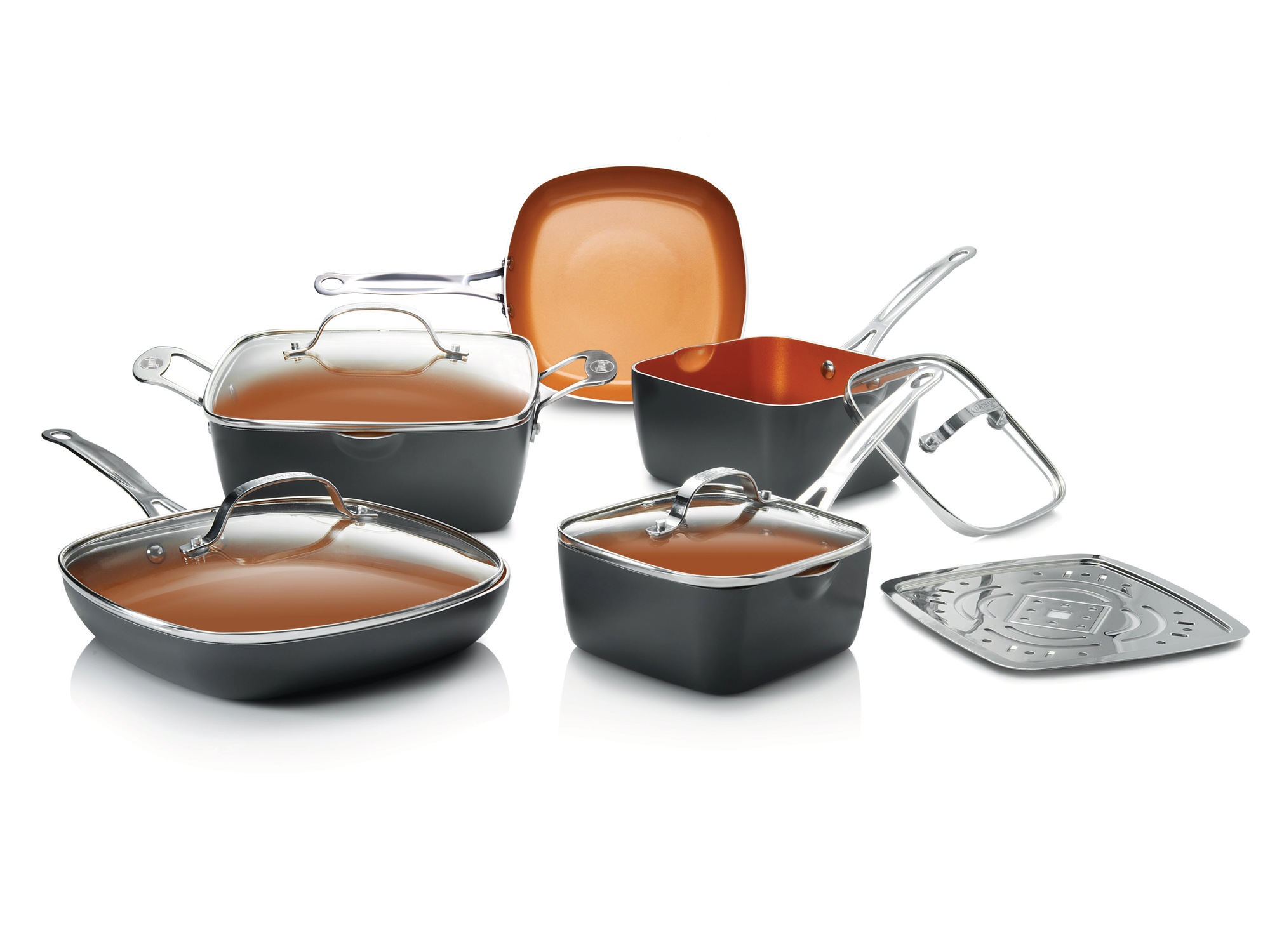 Gotham Steel Square Ceramic-Finish Cookware Set 1 Gotham Steel Square Ceramic-Finish Cookware Set