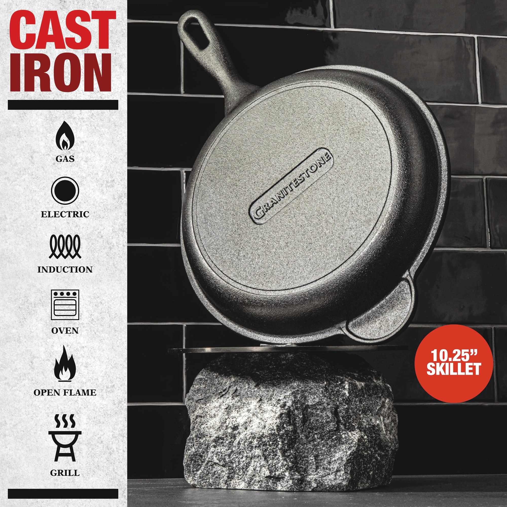 Granitestone Pre-Seasoned Cast Iron 10.25" Skillet
