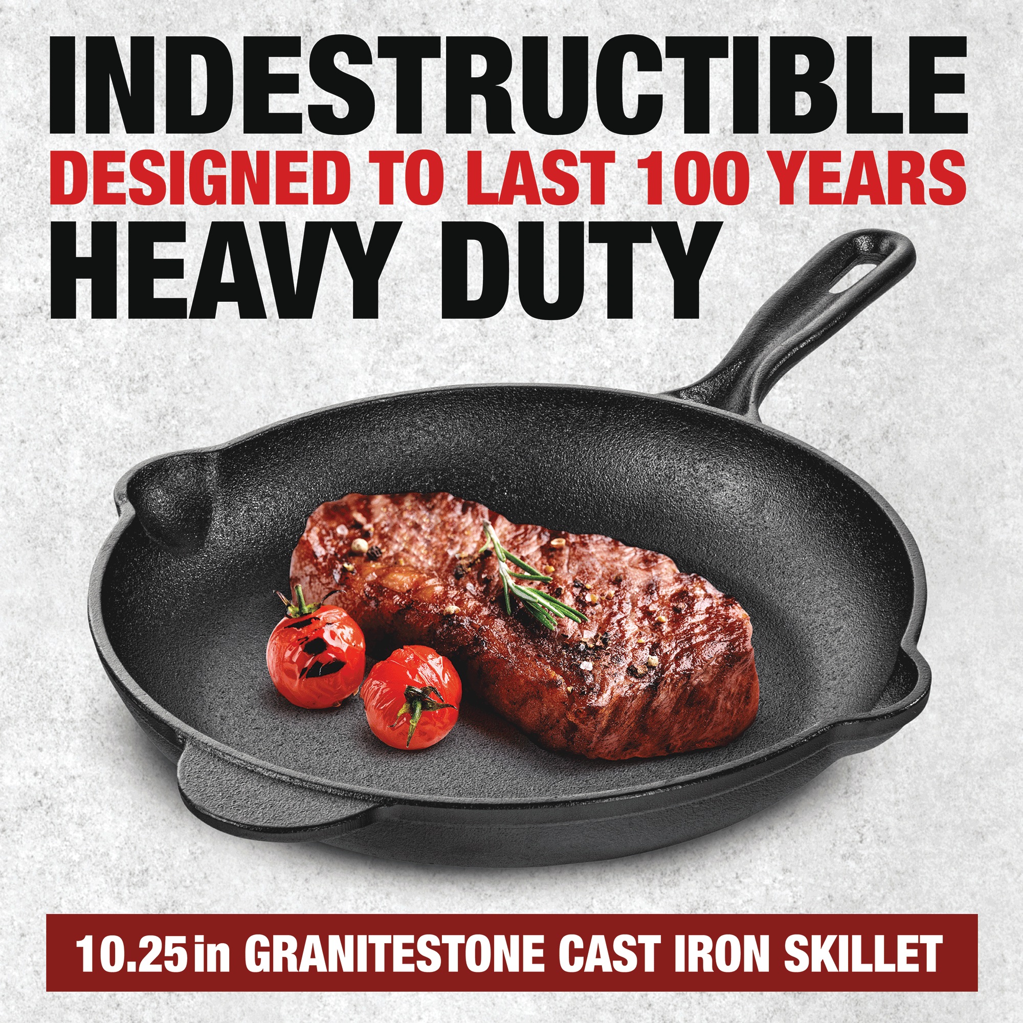 Granitestone Pre-Seasoned Cast Iron 10.25" Skillet