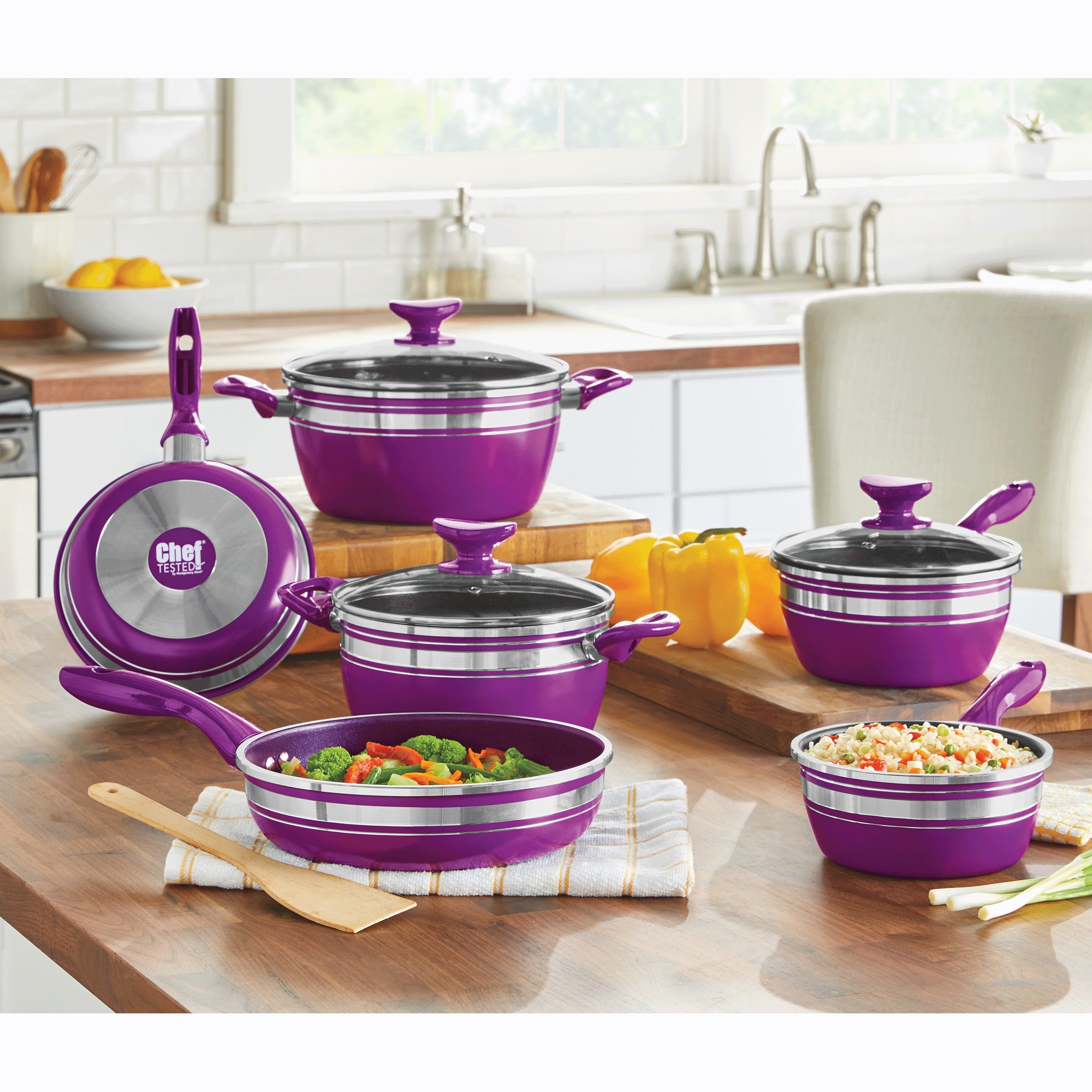10-Piece Chef Tested® Banded Cookware Set 4 10-Piece Chef Tested® Banded Cookware Set
