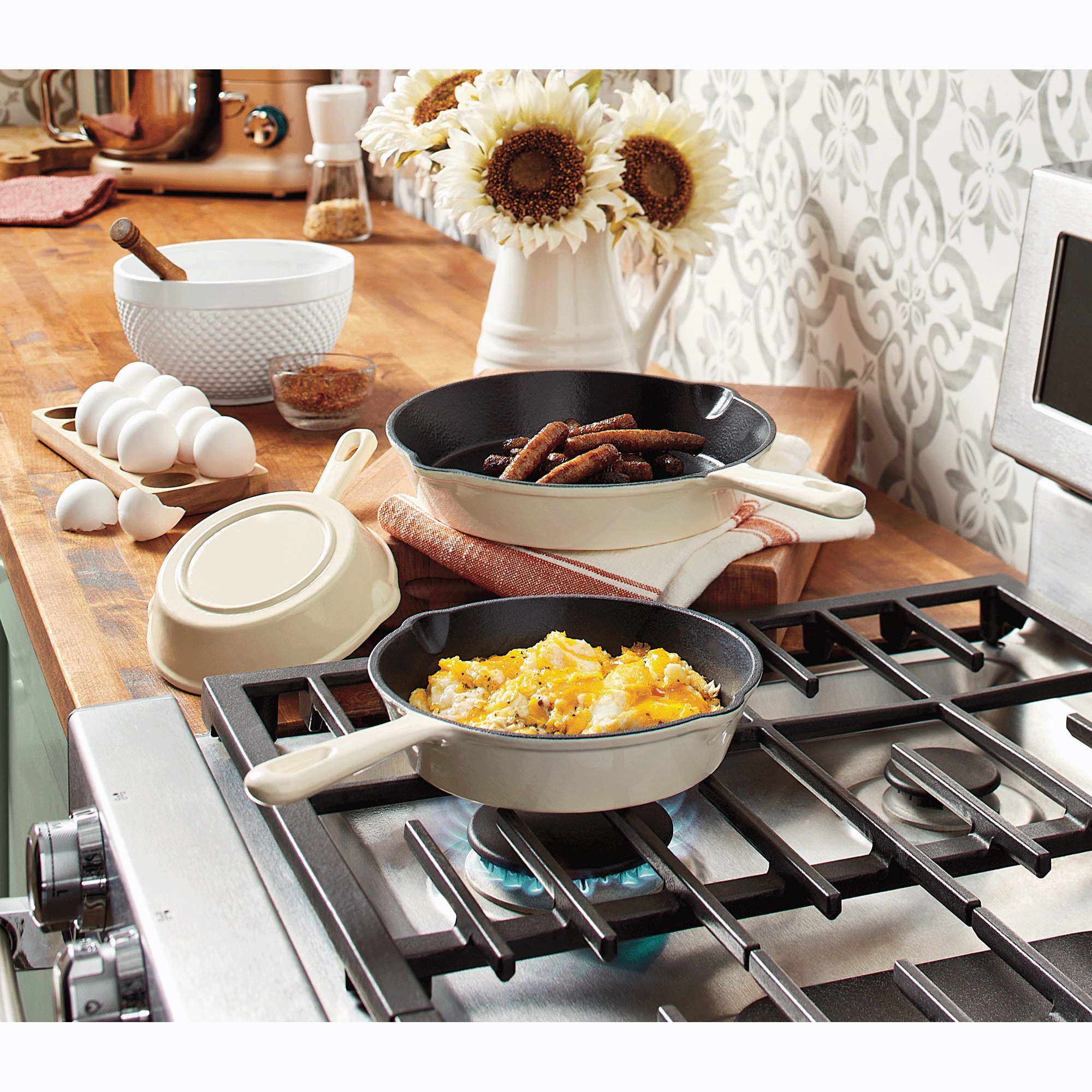 3-Piece Enameled Cast Iron Skillet Set 1 3-Piece Enameled Cast Iron Skillet Set