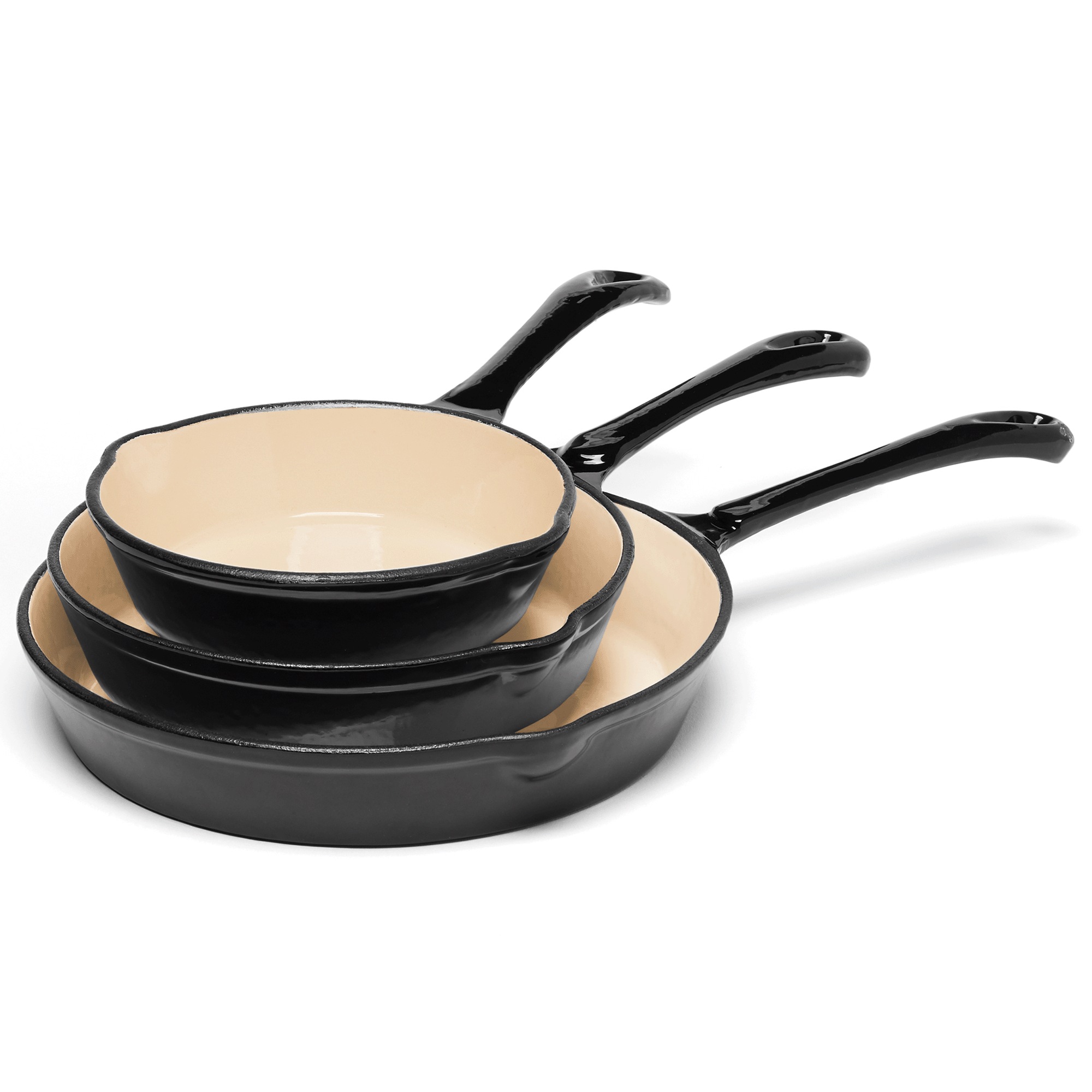 3-Piece Enameled Cast Iron Skillet Set 2 3-Piece Enameled Cast Iron Skillet Set