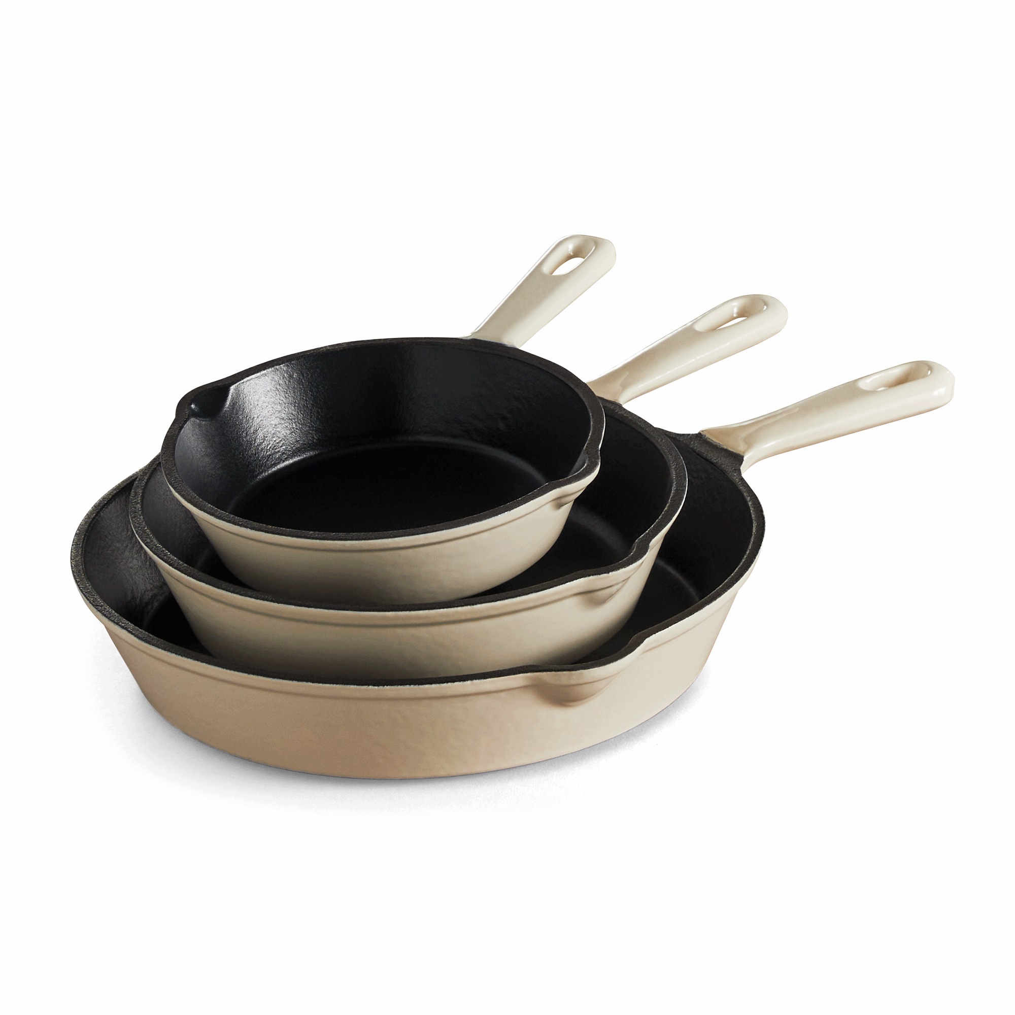 3-Piece Enameled Cast Iron Skillet Set 3 3-Piece Enameled Cast Iron Skillet Set