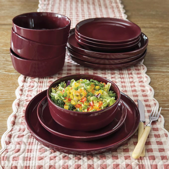 12-Piece Fig Colored Dinnerware Set