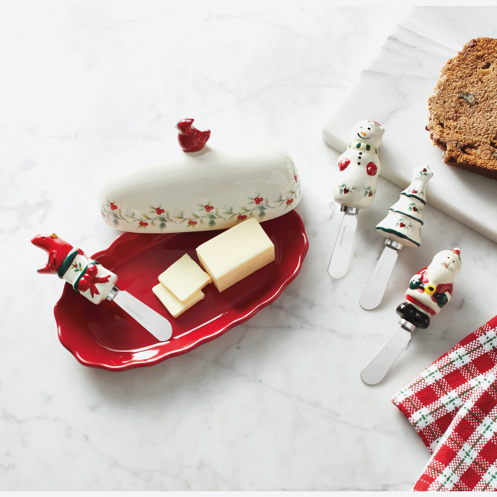 Pfaltzgraff Winterberry Cardinal Butter Dish
