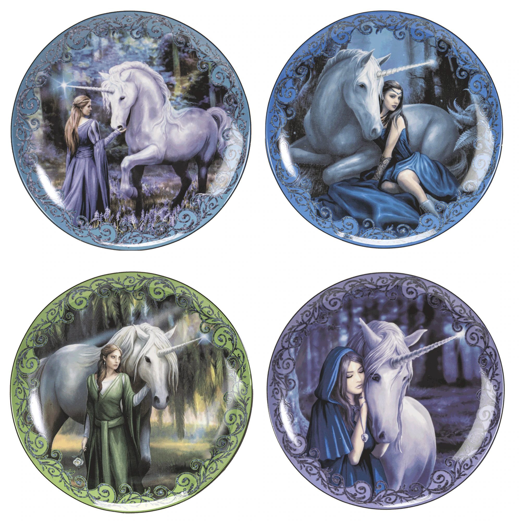 Set of 4 Fantasy Dessert Plates