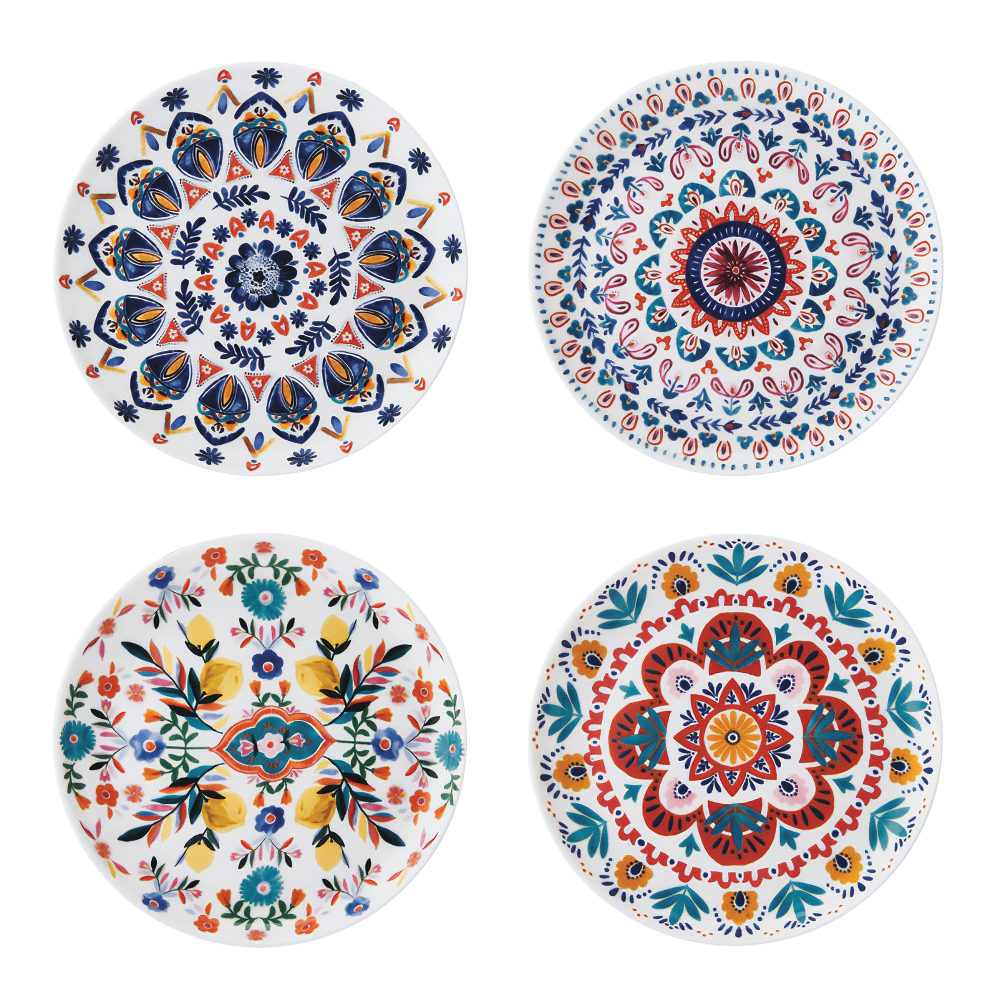 Set of 4 Mikasa Painted Medallion Appetizer Plates 1 Set of 4 Mikasa Painted Medallion Appetizer Plates