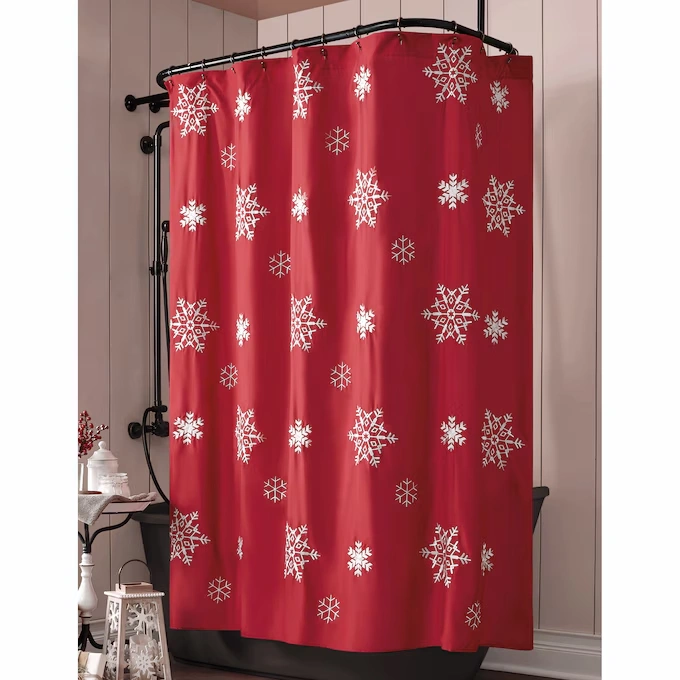 Embroidered Snowflake Shower Curtain